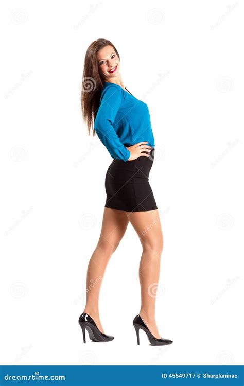 Beautiful Business Woman Posing Leaning Backward Stock Photo Image