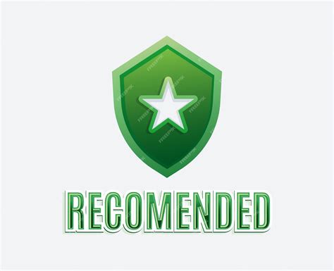 Premium Vector Green Recommended Logo Badge With Text And Shield Icon