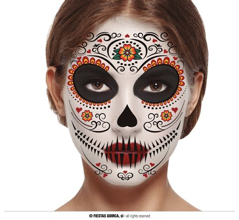 Face Tattoo Mexican Skull Lady Feestwinkel Bart Gees