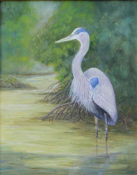 Great Blue In The Mangroves Painting By Betty Henderson Fine Art America