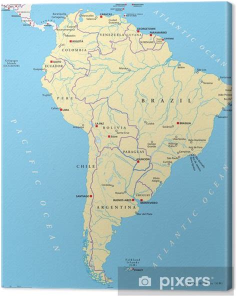 Obraz na płótnie Ameryka Południowa Mapa (Ameryka Południowa mapa