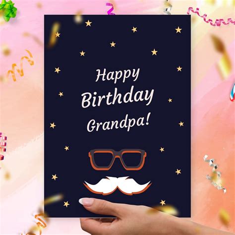 Happy Birthday Card To The Best Grandpa Template Editable Online