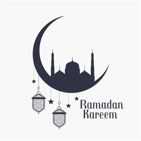 Ramadan Kareem Background With Mosque And Lamps Free Vector دروس