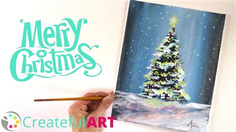 How To Paint A Christmas Tree With Acrylics Youtube