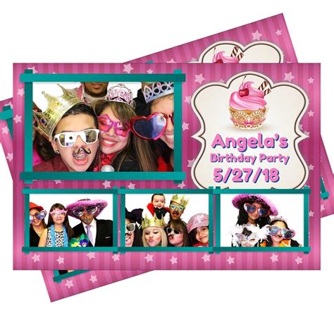 Photo Booth Template Birthday Party Big Cupcake Both 2x6 Strip And 4x6 Postcard Files Are