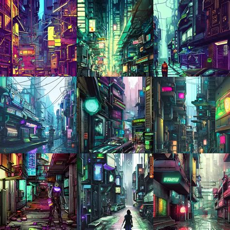 Cyberpunk Backstreets Of A Futuristic City Madgwick Lee Stable
