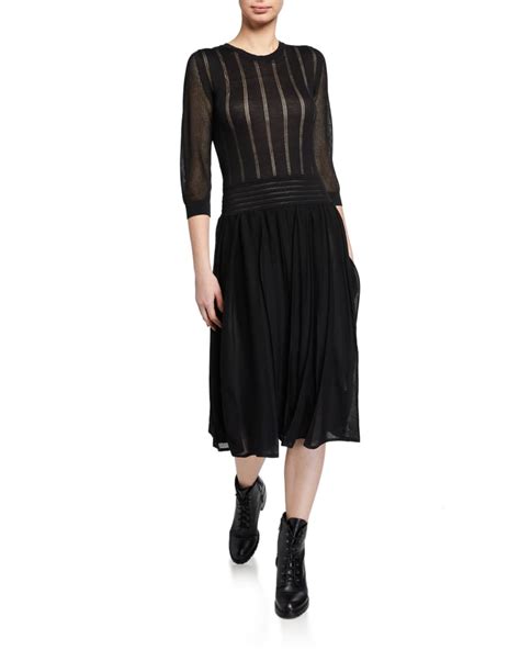 Agnona Pleated Skirt Midi Dress Neiman Marcus