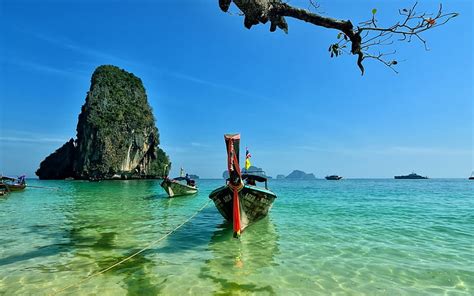 Hd Wallpaper Thailand Tonsai Ao Nang Beach Rock Climbing Railay