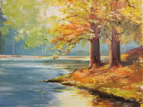 Fall Trees Original Oil Painting Landscape