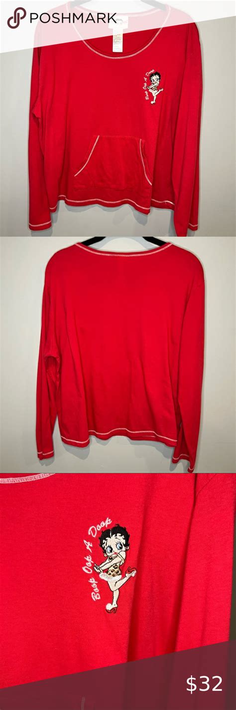 Betty Boop “boop Oop A Doop” Embroidered Sleepwear Long Sleeve Top