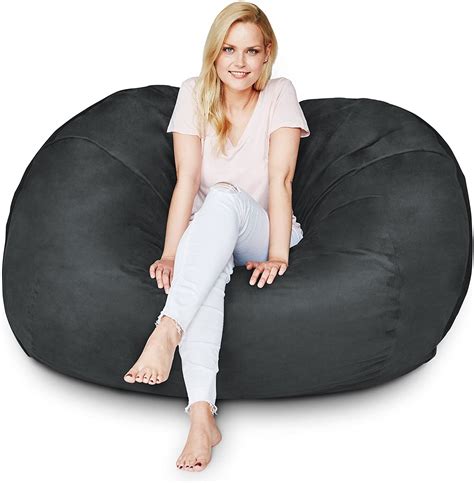 Lumaland 5ft Big Bean Bag Chair With Microsuede Washable Cover Black