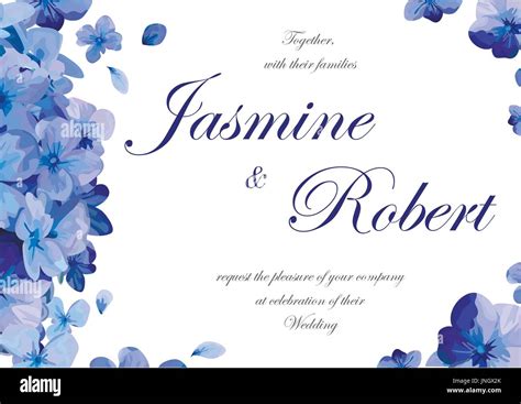 Wedding Invitation Flower Invite Card Design With Blue