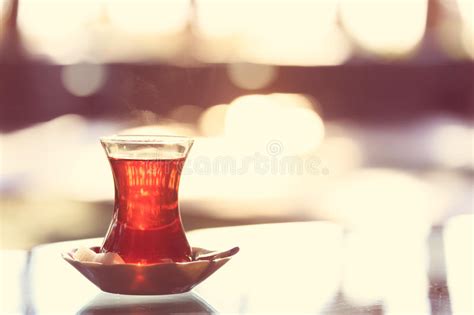 Hot Turkish Tea Outdoors Near Glass Wall Turkish Tea And Traditional