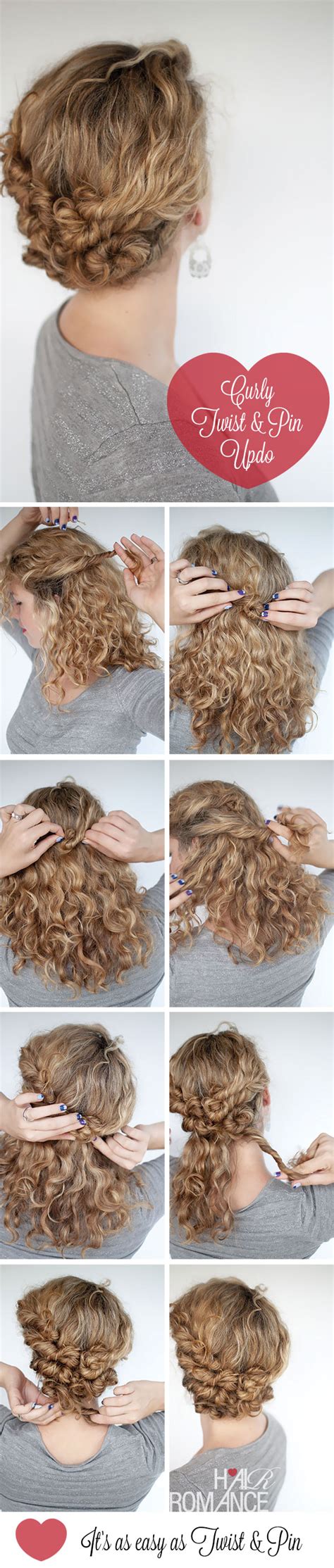 hairstyle tutorial easy twist and pin updo for curly hair hair romance