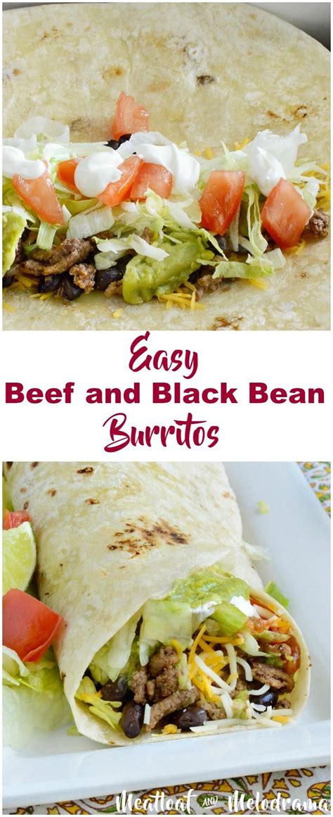 Mild taco sauce flour tortillas shredded cheddar cheese sour cream chopped tomatoes (optional) shredded lettuce (optional). Beef and Bean Burritos | Recipe | Mexican food recipes, Recipes, Beef recipes