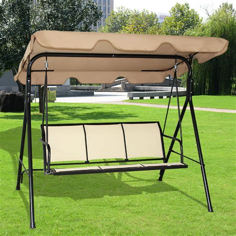 Costway 3 Person Outdoor Patio Swing Canopy Awning Yard Furniture
