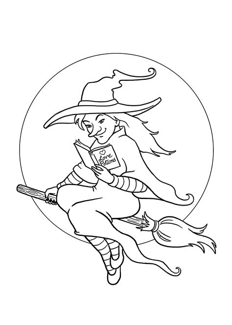 Halloween Pretty Witch Coloring Page For Kids Printable Free