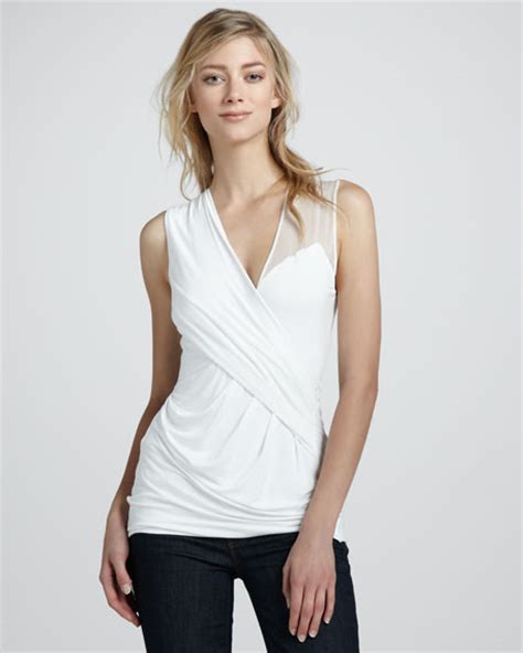 Bailey 44 Sleeveless Wrap Top With Sheer Detail