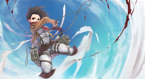 Вторжение гигантов / атака титанов / attack on titan / shingeki no kyojin. Wallpaper : illustration, anime, blue, Shingeki no Kyojin, Mikasa Ackerman, screenshot, computer ...