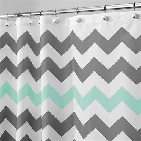 Shower Curtains Gray And Teal Chevron Zig Zag 72x72 Bathroom Tub Decor