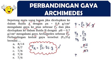 Penyelesaian Soal Perbandingan Gaya Archimedes Fisika Sma Kelas