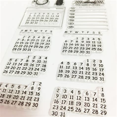 Calendar Stamp Clear Transparent Stamp Rubber Stamp Planner Etsy