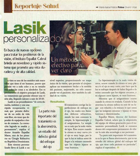 Instituto Espaillat Cabral Reportaje De Salud Lasik Personalizado