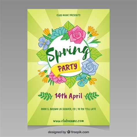 Free Vector Beautiful Spring Party Flyer Template