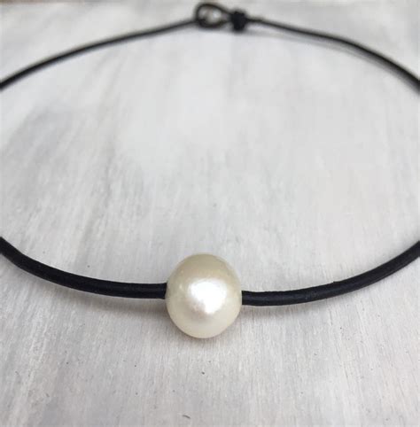 Black Leather Freshwater Pearl Choker Leather And Pearls Pearl