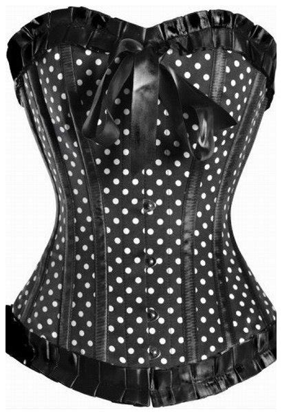 Black White Polka Dot Ruffled Top Corset Bustiers Bustier Sets