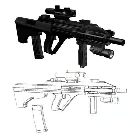 80cm Steyr Aug A3 Assault Rifle 3d Paper Model Weapon Puzzles