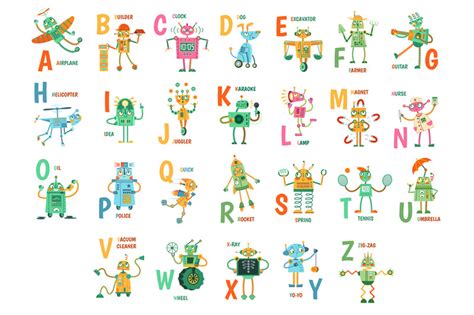 Joyin 26 stück alphabet roboter buchstaben transformer spielzeug für kinder. Cartoon robots alphabet. Funny robot characters, ABC ...