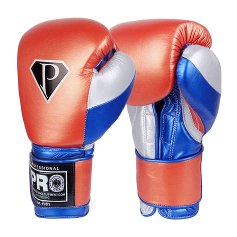 Pro Boxing Professional Hook N Loop Boxing Gloves Metallic R