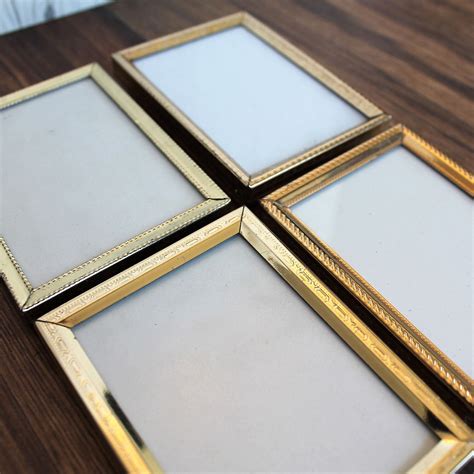Vintage 2x3 Metal Gold Brass Colored Photo Picture Frame Set Of 4