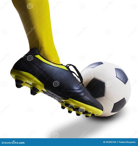 Foot Kicking Soccer Ball Isolated Stock Photo Image 39285769