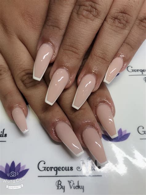 Nude Opi Acrylic Powder Colors With Outlined Acrylic Nails Coffin Pink