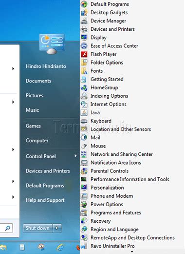 Mengubah Control Panel Menjadi Submenu Di Start Menu Windows 7