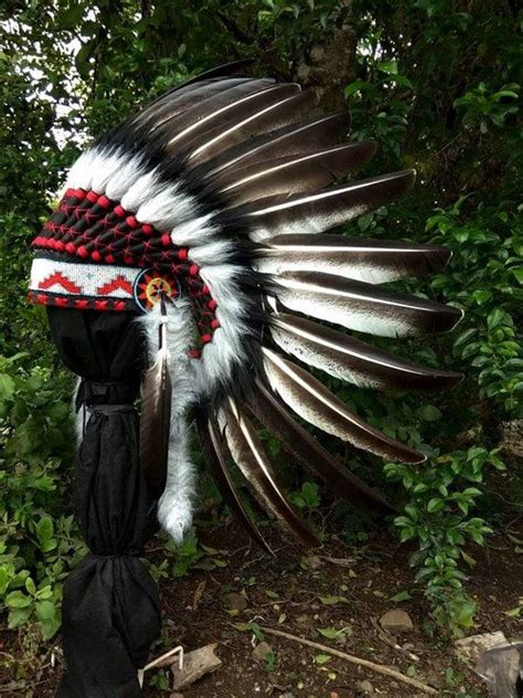 Turkey Feather Indian Headdress Replica Native American Etsy Indian