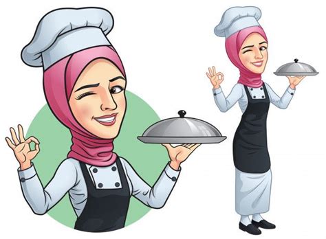 Tidak semua wanita berkeinginan atau berniat untuk hijrah memakai cadar menutupi wajah dengan kain kecuali mata. Muslim Girl Chef With Hjab di 2020 | Desain logo restoran ...
