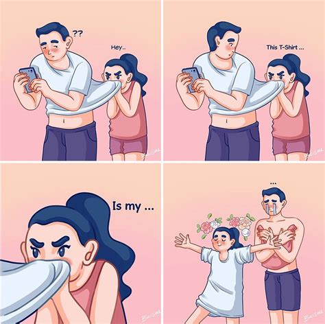 Illustrator Shows In Lovely Drawings What It Is To Be Truly In Love Love Cartoon Couple Cute