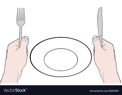 Hands Holding Knife And Fork Royalty Free Vector Image