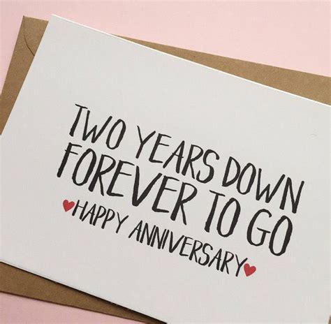 Two Years Down Forever To Go 2nd Anniversary Card Marriage
