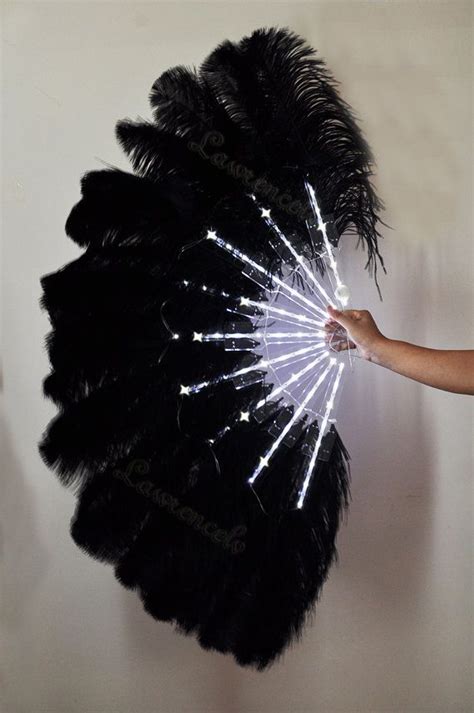 Burlesque Dance Black Glittery Led Shine Bushy Double Ostrich Feather