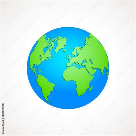 Green And Blue Map Of The World Globe Vector Illustration Earth Graph