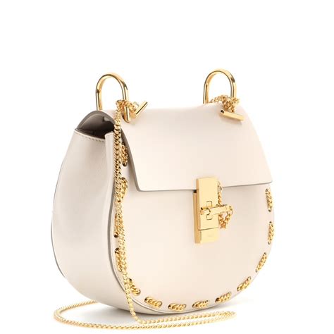 Lyst Chloé Drew Embellished Leather Shoulder Bag In White