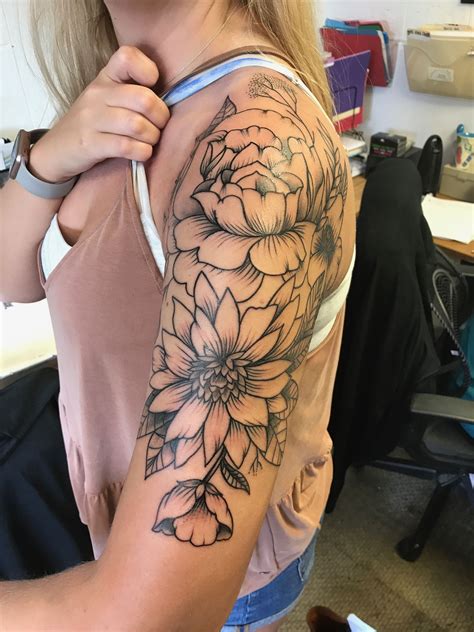 Womens Flower Half Sleeve Tattoo Ideas