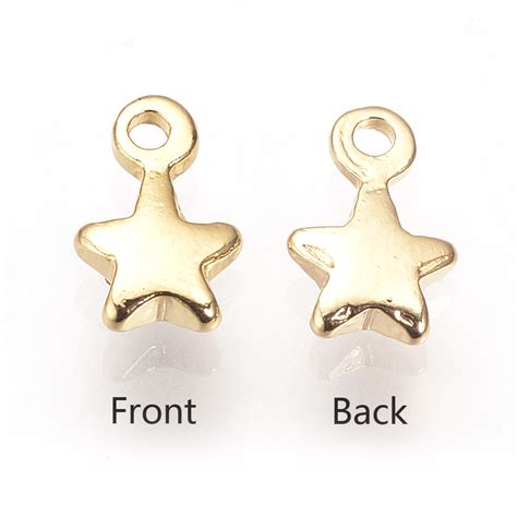 Real 18K Gold Plated Brass Star Charms Nickel Free 7x4 5x1 5mm Hole