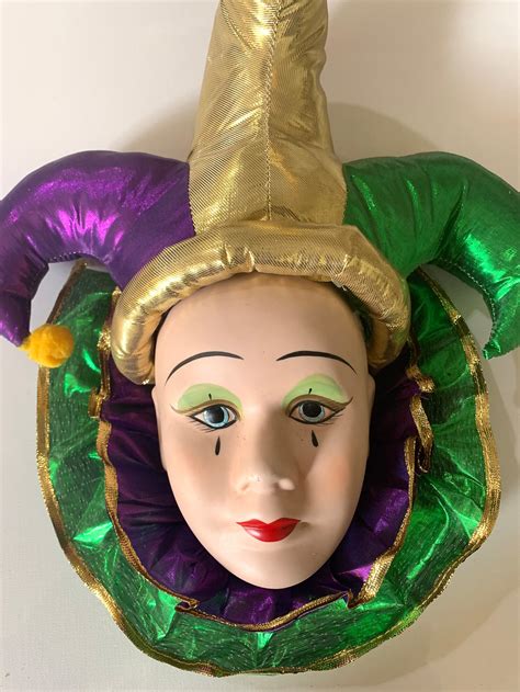 Mardi Gras Jester Ceramic Face Silkvelvet Etsy