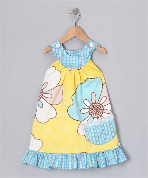 Beary Basics Blue And Yellow Floral Trapeze Dress Toddler And Girls
