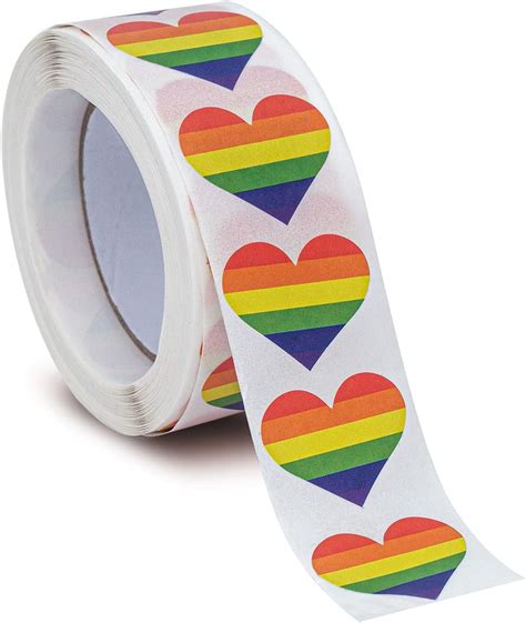 lgbtq pride heart stickers 500 per roll 1 x 1 lgbtq gay transgender sticker rainbow